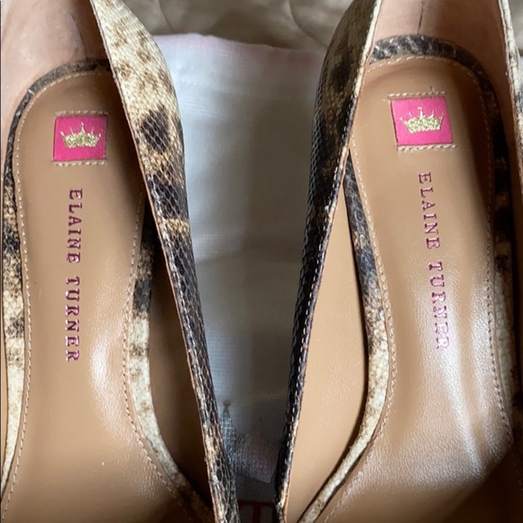 Elaine Turner Snake Print Leather Shoes - Size 8 - Picture 7 of 8
